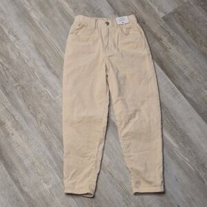 H&M Loose Fit Light Beige Corduroy Pants Kid Fashion Picture Day Family Pics 7/8